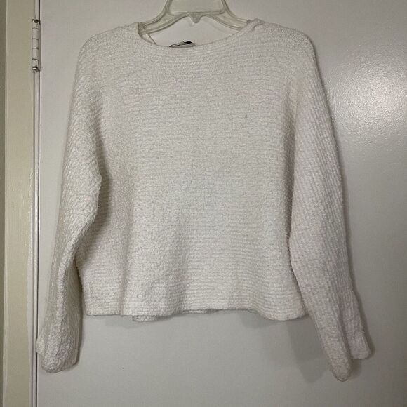 VINCE. Ivory white fuzzy Pullover lounge casual knit hoodie sweater size XS - Picture 1 of 7